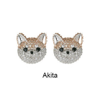 Super cute pet dog ear stud microinlay husky poodle bichon silver color needle fun animal earrings MH2201