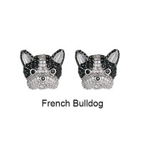 Super cute pet dog ear stud microinlay husky poodle bichon silver color needle fun animal earrings MH2201