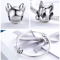 French Bulldog Bracelet, BAMOER 925, Sterling Silver, Loyal Partners, Doggy, Animal Beads, Women Charm, Dog DIY Jewelry SCC315